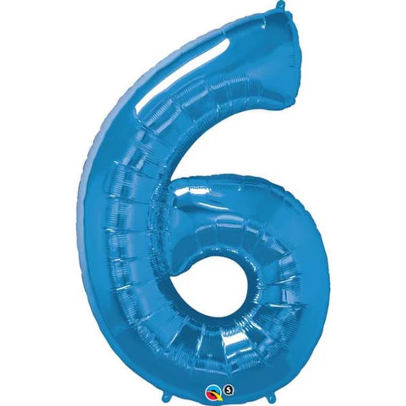 Balão Qualatex 34" - Número Seis Azul Safira - 1 Un