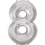 Balão Qualatex 34" - Número Oito Prata - 1 Un