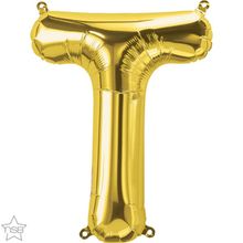 Balão Qualatex 16" - Letra - T Ouro - 1 Un