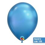 Balão Qualatex 7" - Redondo Chrome Azul - Liso Látex - 100 Un