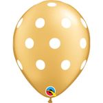 Balão Qualatex 11" - Redondo Ouro - Pontos Polka Grandes - 50 Un