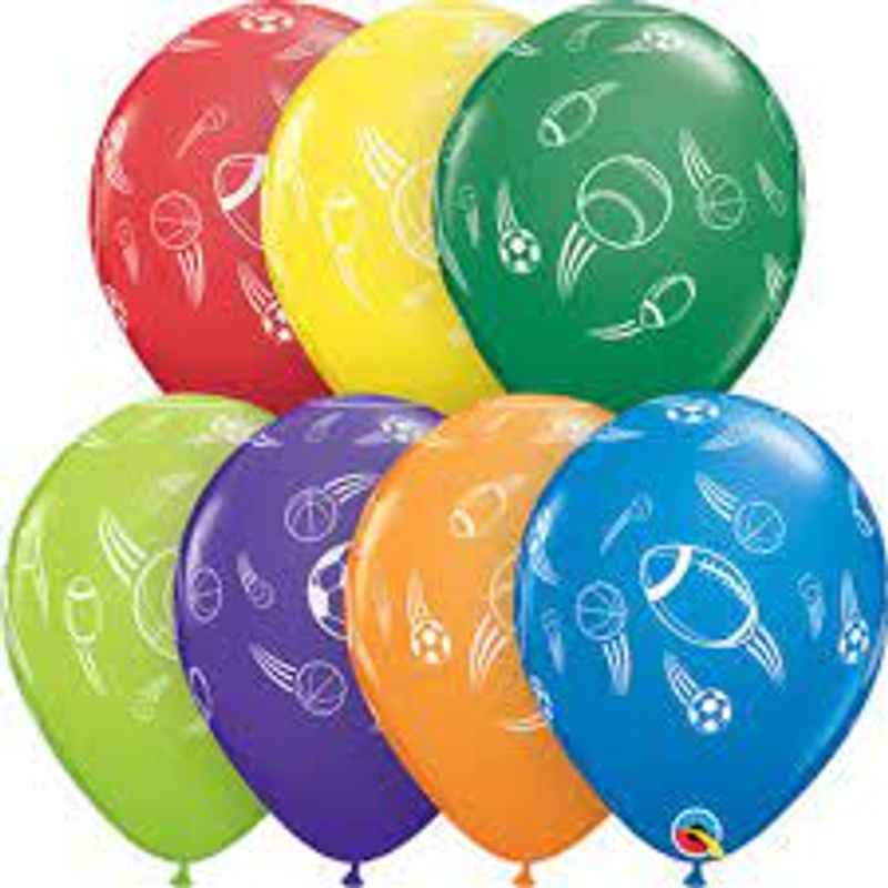 Balão Qualatex 11" - Redondo Sortido Carnaval - Esferas De Esportes - 50 Un
