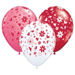 Balão Qualatex 11" - Redondo Sortido Amor - Corações E Margaridas A-R - 50 Un