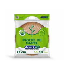 Bompack Prato Papel Eco 17cm com 12 pacotes de 10 unidades