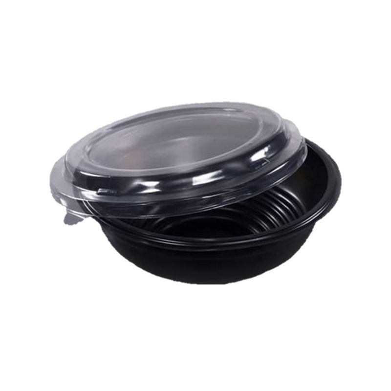 Conjunto de Embalagens Descartáveis Praticpack Udon 600ml Preto - 100 Unidades