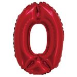 Balão Metalizado com Canudo 16" Vermelho Número 0 - Silver Plastic - 1 Unidade