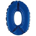 Balão Metalizado Com Canudo 16" Azul Número 0 - Silver Plastic - 1 Unidade