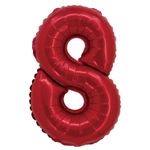 Balão Metalizado com Canudo 16" Vermelho Número 8 - Silver Plastic - 1 Unidade