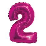 Balão Metalizado com Canudo 16" Rosa Número 2 - Silver Plastic - 1 Unidade