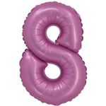 Balão Cromado com Canudo 16" Rosa Número 8 - Silver Plastic - 1 Un