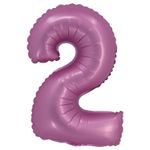 Balão Cromado com Canudo 16" Rosa Número 2 - Silver Plastic - 1 Un