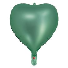 Balão Cromado Coração com Canudo Verde Menta 18" - Silver Plastic - 1 Un