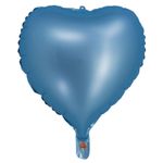 Balão Cromado Coração com Canudo Azul Bebê 18" - Silver Plastic - 1 Un