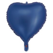 Balão Cromado Coração com Canudo Azul 18" - Silver Plastic - 1 Un