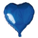 Balão Metalizado Coração com Canudo Azul 18" - Silver Plastic - 1 Unidade