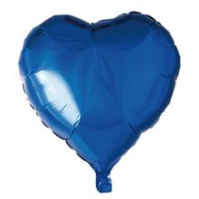 Balão Metalizado Coração com Canudo Azul 18" - Silver Plastic - 1 Unidade