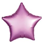 Balão Cromado Estrela Com Canudo Rosa 18" - Silver Plastic - 1 Unidade