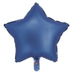 Balão Cromado Estrela com Canudo Azul 18" - Silver Plastic - 1 Unidade