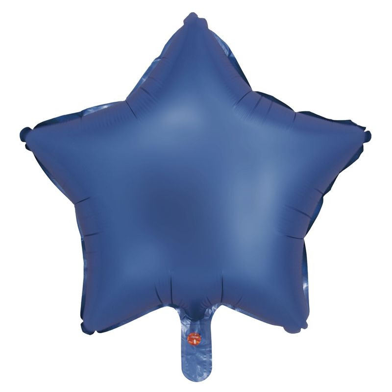 Balão Cromado Estrela com Canudo Azul 18" - Silver Plastic - 1 Unidade