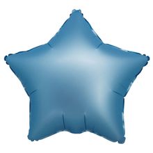 Balão Cromado Estrela com Canudo Azul Bebê 18" - Silver Plastic - 1 Unidade