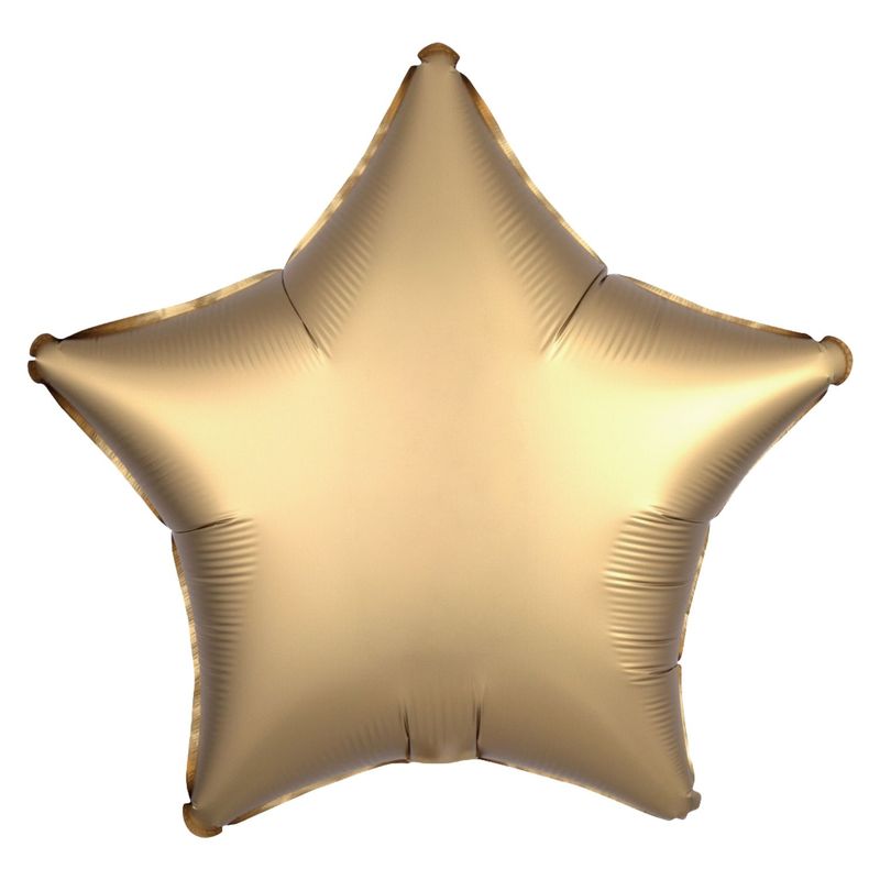 Balão Cromado Estrela Com Canudo Dourado 18" - Silver Plastic - 1 Unidade