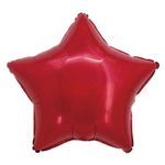 Balão Holográfico Estrela com Canudo Vermelho 18" - Silver Plastic - 1 Unidade