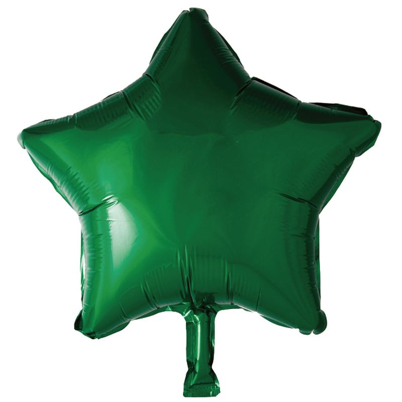 Balão Metalizado Estrela Com Canudo Verde 18" - Silver Plastic - 1 Unidade