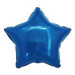 Balão Holográfico Estrela com Canudo Azul 18" - Silver Plastic - 1 Unidade