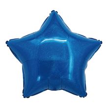 Balão Holográfico Estrela com Canudo Azul 18" - Silver Plastic - 1 Unidade