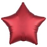 Balão Cromado Estrela com Canudo Vermelho 18" - Silver Plastic - 1 Unidade