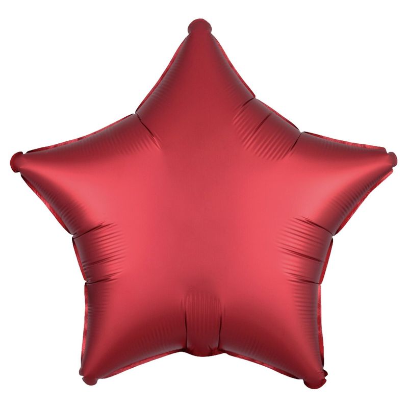 Balão Cromado Estrela com Canudo Vermelho 18" - Silver Plastic - 1 Unidade