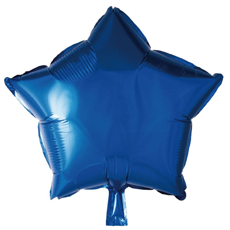 Balão Metalizado Estrela Com Canudo Azul 18" - Silver Plastic - 1 Unidade