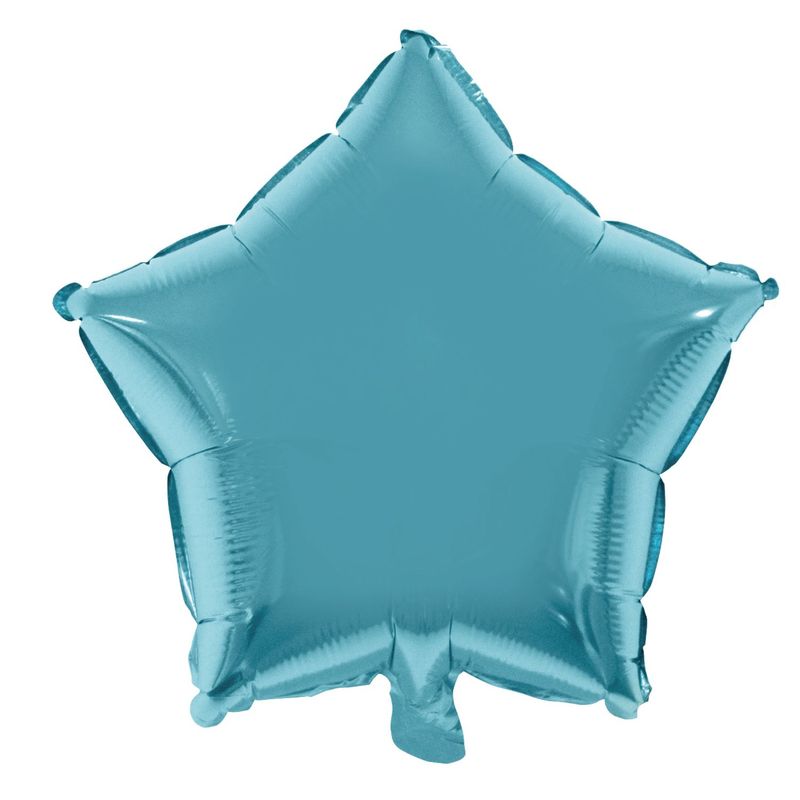 Balão Metalizado Estrela Com Canudo Azul Bebê 18" - Silver Plastic - 1 Unidade