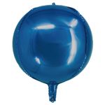 Balão Metalizado Redondo 4D Azul 20" - Silver Plastic - 1 Un