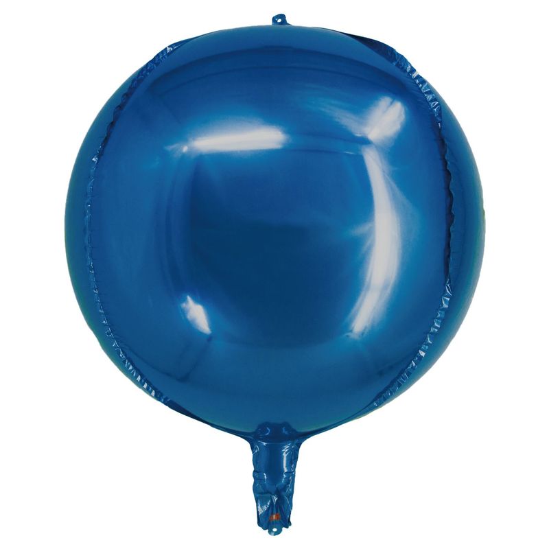 Balão Metalizado Redondo 4D Azul 20" - Silver Plastic - 1 Un