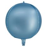 Balão Cromado Redondo 4D Azul Bebê 20" - Silver Plastic - 1 Unidade