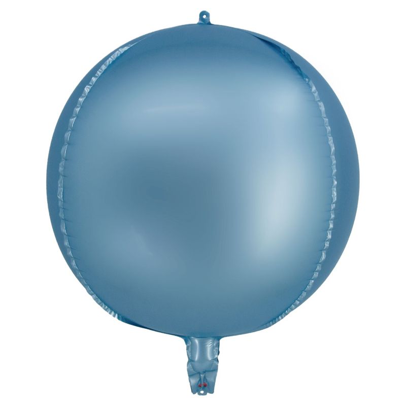 Balão Cromado Redondo 4D Azul Bebê 20" - Silver Plastic - 1 Unidade