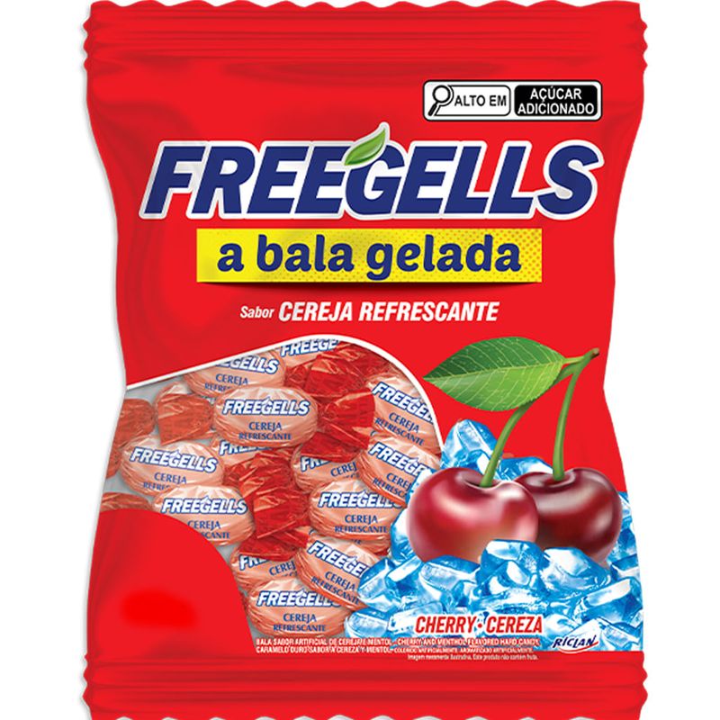 Bala Dura Cereja Refrescante Freegells 475g - Riclan
