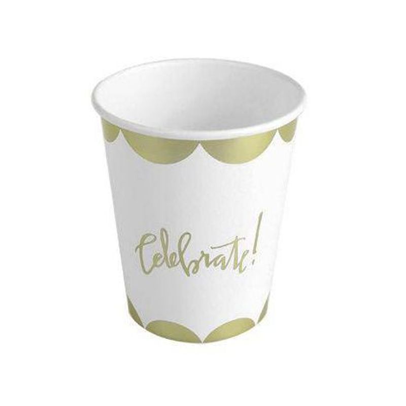 Copo de Papel 270ml Celebrate Dourado - 10 Unidade