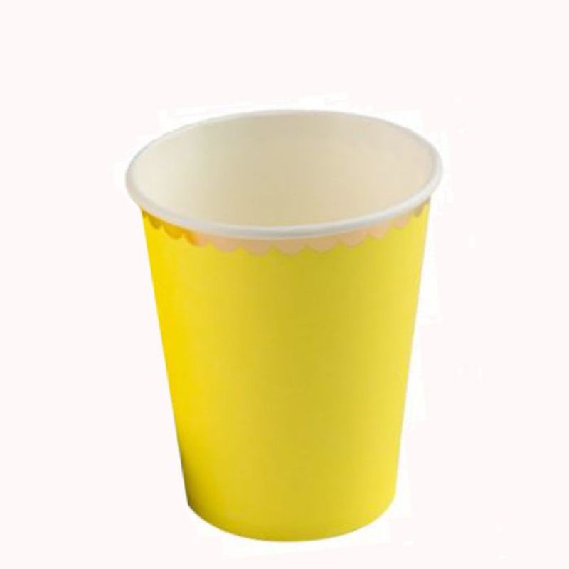 Copo de Papel 270ml Amarelo com Borda Dourada - 10 Unidade