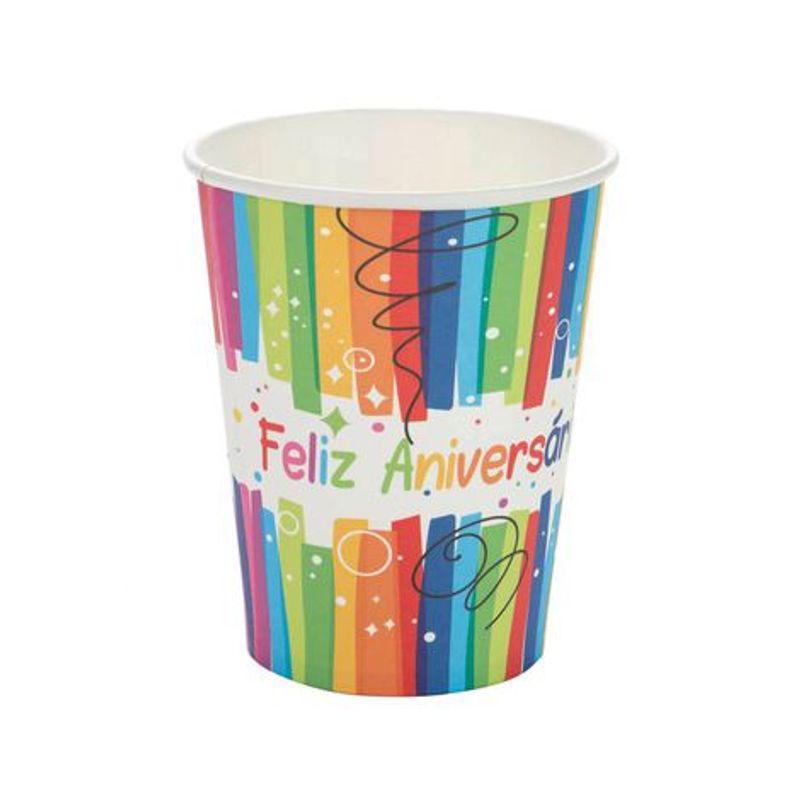 Copo de Papel 270ml Feliz Aniversário - 10 Un