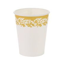 Copo de Papel 270ml Borda Dourada - 10 Un