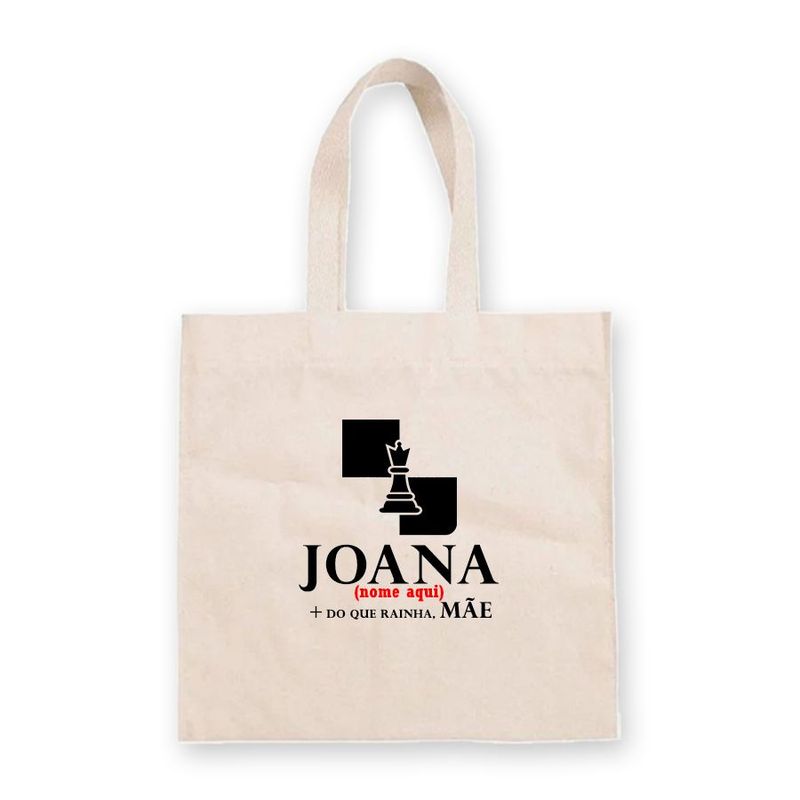 Sacola de Algodão Cru Personalizada de Dia das Mães - Rainha, Mãe - 30cm x 36cm - 1 unidade - Magazine 25