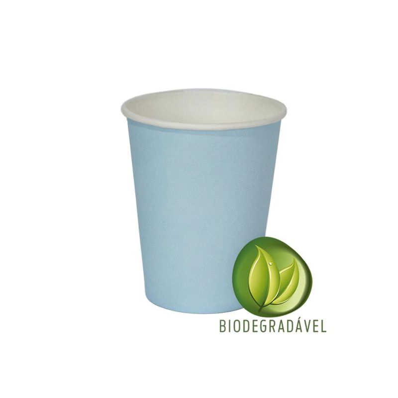Copo Papel Biodegradável Azul Bebê 240ml - 10 unidades - Silverplastic - magazine 25 Festas