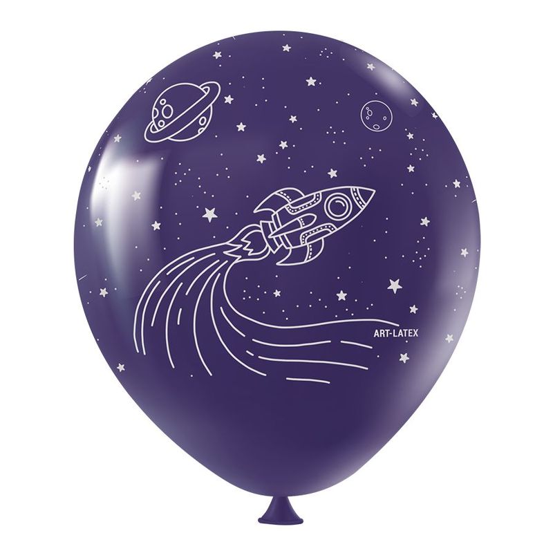 Balão de Festa Redondo Profissional Látex Decorado 11" 28cm - Astronauta - 25 Unidades - Art-Latex - magazine 25 Embalagens