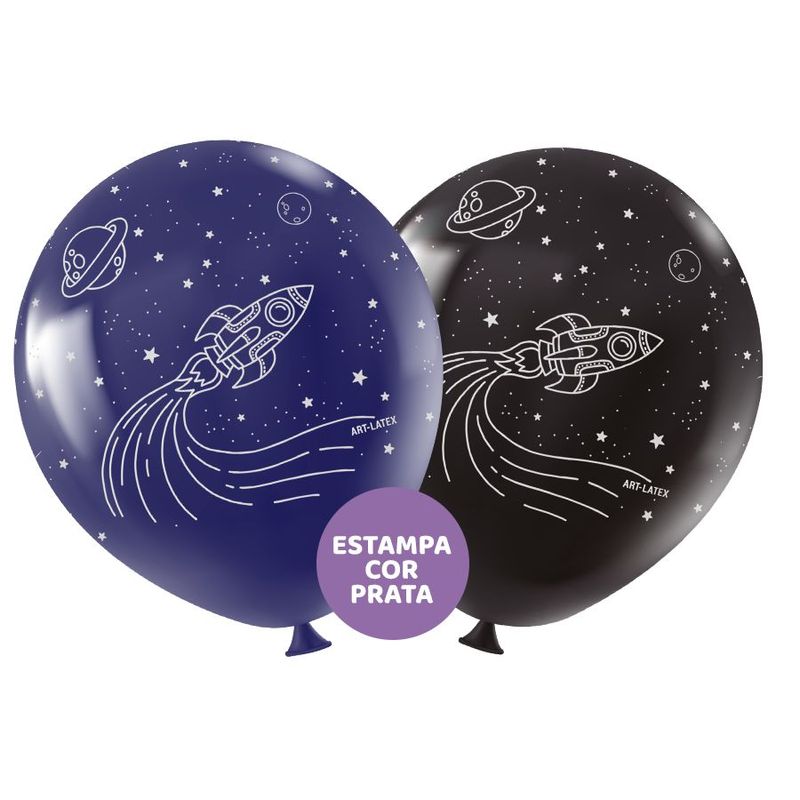 Balão de Festa Redondo Profissional Látex Decorado 11" 28cm - Astronauta - 25 Unidades - Art-Latex - magazine 25 Embalagens