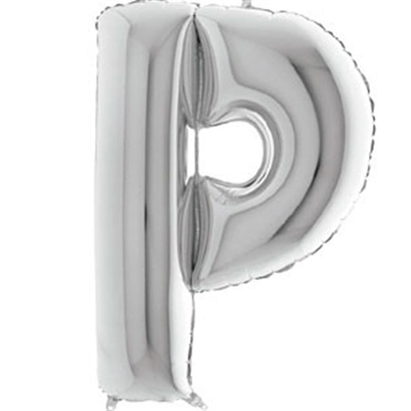 Balão Metalizado Letra P Prata 40'' / 101cm
