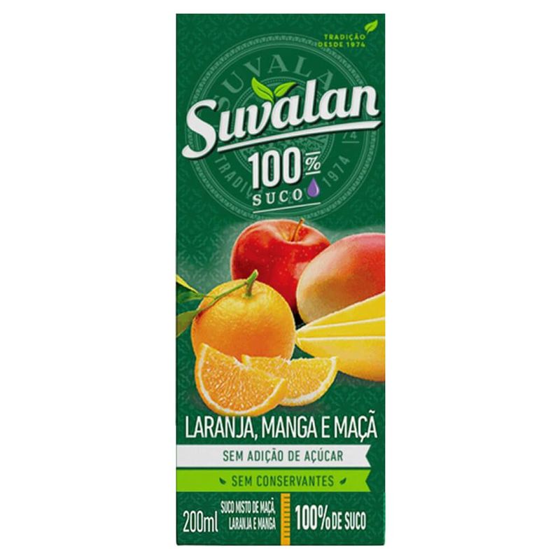 Suco de Laranja Manga e Maçã 100% 200ml - Suvalan