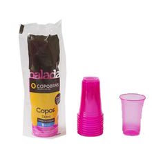 Copos Balada Neon Rosa 300ml c/25 - Copobras