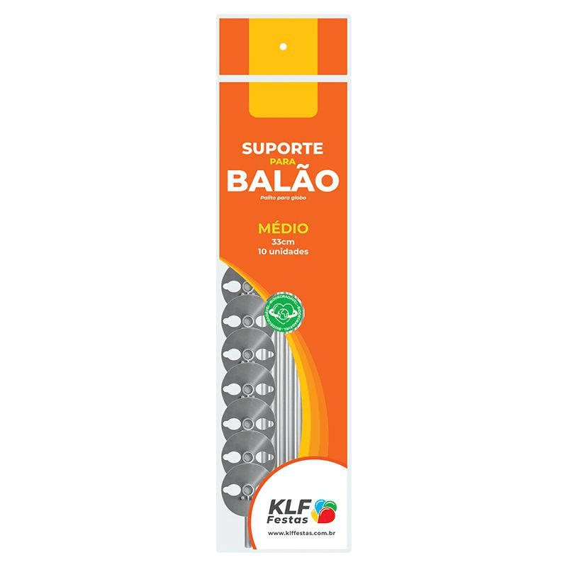 Kit Suporte para Balão 33cm - Laranja - 10 Unidades - Magazine 25 Balões